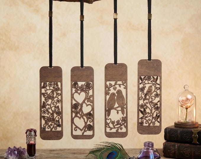 Enchanted Garden Wooden Book Mark– Laser Cut Birch Plywood Bookmark – Nature Lover Gift