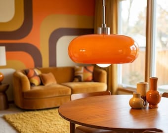 Bauhaus Scandinavian Pendant Light Minimalist Glass Ceiling Lamp, Mid-Century Modern Hanging Light for Living Room, Bedroom & Dining Area