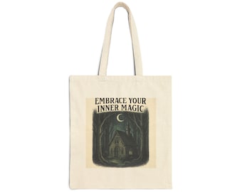 Embrace Your Inner Magic Tote Bag | Witchy Cottage Moon Canvas