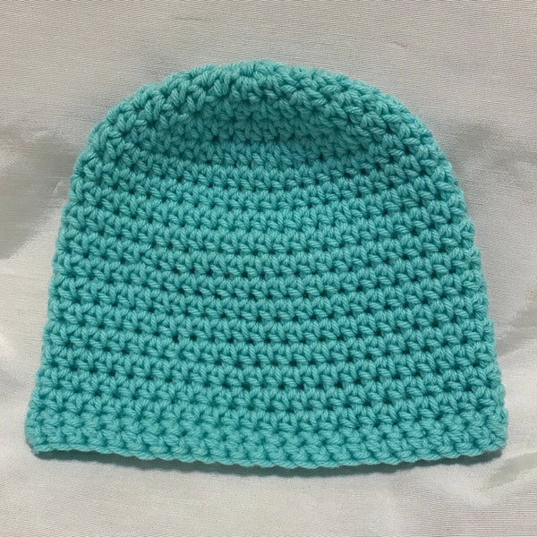 Crocheted Beanie in Turquoise, Slouchy Hat