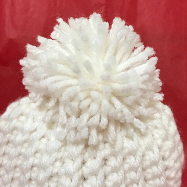 Crocheted Ribbed Stitch Baby Hat with Pom Pom