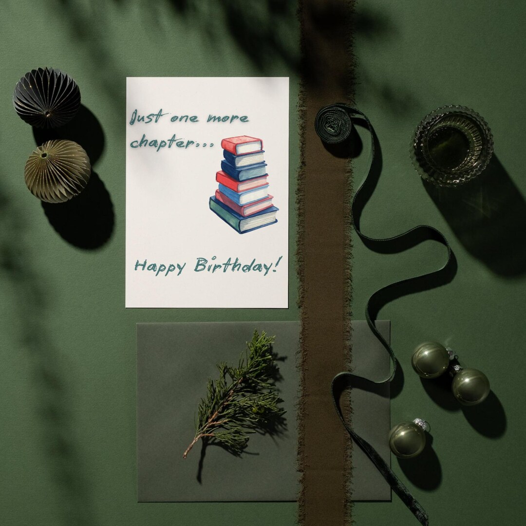 Book Lover Birthday Card | Printable Birthday Card | Just One More ...