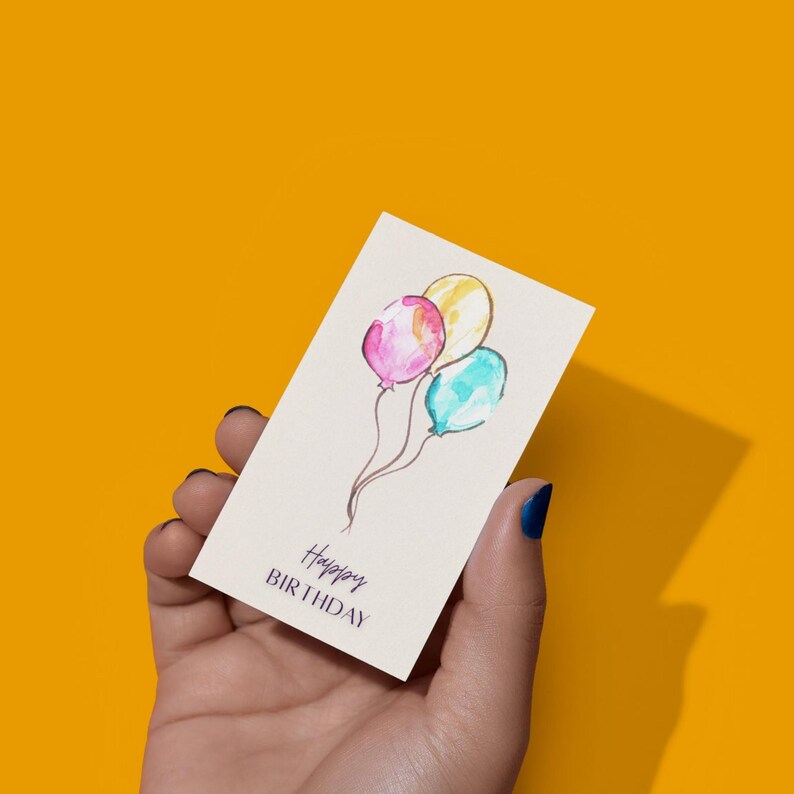 Rectangle Bday Card Watercolor Birthday Card Printable | Minimalist Birthday Card | Happy ...
