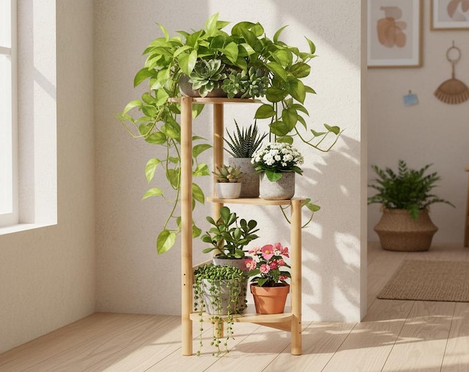 Rustic Wood 3-tier Plant Stand: Farmhouse Style Table - Etsy UK