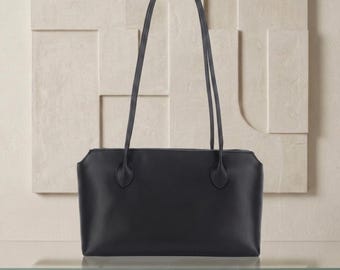 Borsa tote in pelle bovina, piccola borsa da città, borsa a tracolla minimalista in vera pelle, borsa da sera per donna, borsetta chic per tutti i giorni