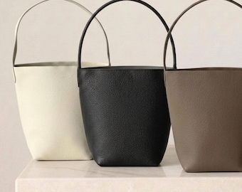 Borsa a secchiello in vera pelle, borsa tote firmata, borsa tote di lusso, borsa tote a secchiello, borsa tote in pelle, borsa a tracolla in pelle fatta a mano, borsa da donna