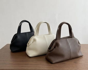 Piccola borsa tote - Borsa di lusso in vera pelle per tutti i giorni, borsa firmata in stile francese, borsa chic per le serate fuori per donna