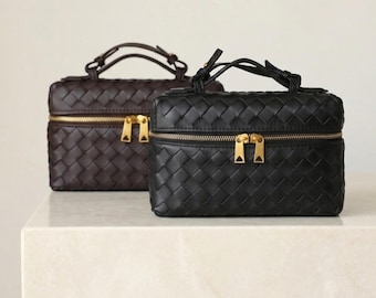 Borsa intrecciata in vera pelle, mini borsa a tracolla minimalista in pelle, borsa in stile francese, borsa da sera, borsa a spalla intrecciata