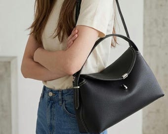 Borsa classica minimalista in pelle da donna, borsa a tracolla di lusso, borsa da sera, piccola borsa a mano, borsa a tracolla in pelle per pendolari, regalo per lei