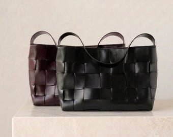 Borsa intrecciata moderna, borsa tote in pelle di vacchetta da donna, borsa in pelle intrecciata, borsetta in pelle intrecciata, borsa a tracolla fatta a mano, borsa tote grande per tutti i giorni, regalo per lei