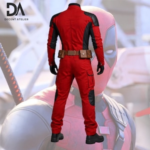 deadpool 3 outfit cotton jumpsuit superhero costume front zipper detail