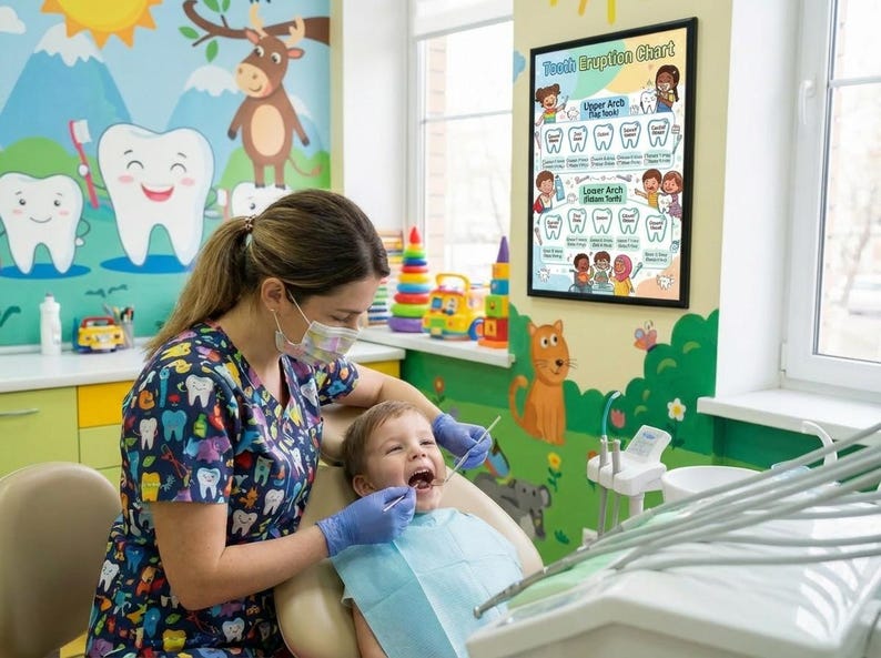 Tooth Eruption Chart Printable | Kids Dental Poster | Pediatric Dentist ...