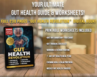 Gut Health Revolution eBook + Printable Worksheets | 7-Day Meal Plan, Anti-Inflammatory Guide, Gut Reset Routines.