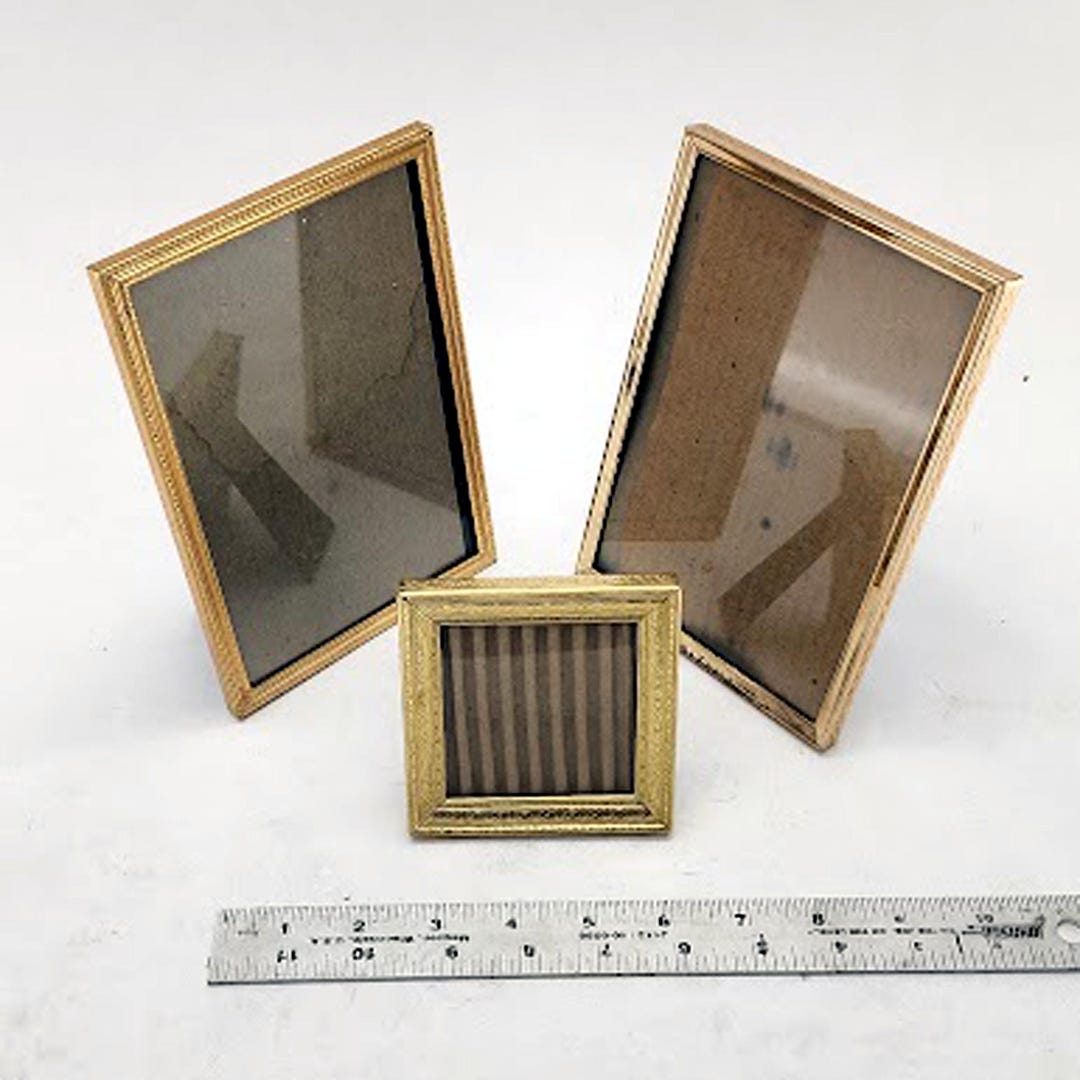 3pc Vintage Gold Tone Metal Photo Picture Frame Ornate Etched Hollywood ...