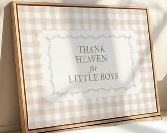 Gracias al cielo por los niños pequeños. Lámina decorativa beige para guardería, decoración neutra, lámina vintage para habitación de bebé niño, descarga digital.