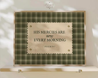 His Mercies Are New Every Morning Wall Art, Lamentations 3:23 Scripture Print, Christian Nursery Decor Printable,  Digital Download