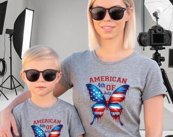 American Flag Butterfly T-Shirt: Patriotic 4th of July USA Tee,stars stripes shirt,patriotic butterflyt shirt