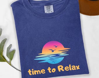 Time to RelaxTee,Summer Sunset shirt,Summer Lover t shirt,Family Trip Summer Tee,Summer Vacation Gift,Cute Colorful Sunset t shirt