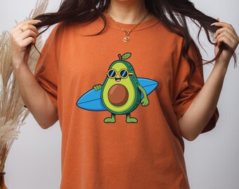 Avocado is Ready For surfing,Time to RelaxTee,Summer Lover t shirt,Family Trip Summer Tee,Summer Vacation Gift,Cute Colorful Sunset t shirt