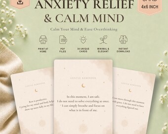Affirmationskarten zur Angstbewältigung | Gelassenheit, Stressabbau, Selbstfürsorge (4x6 PDF-Download)