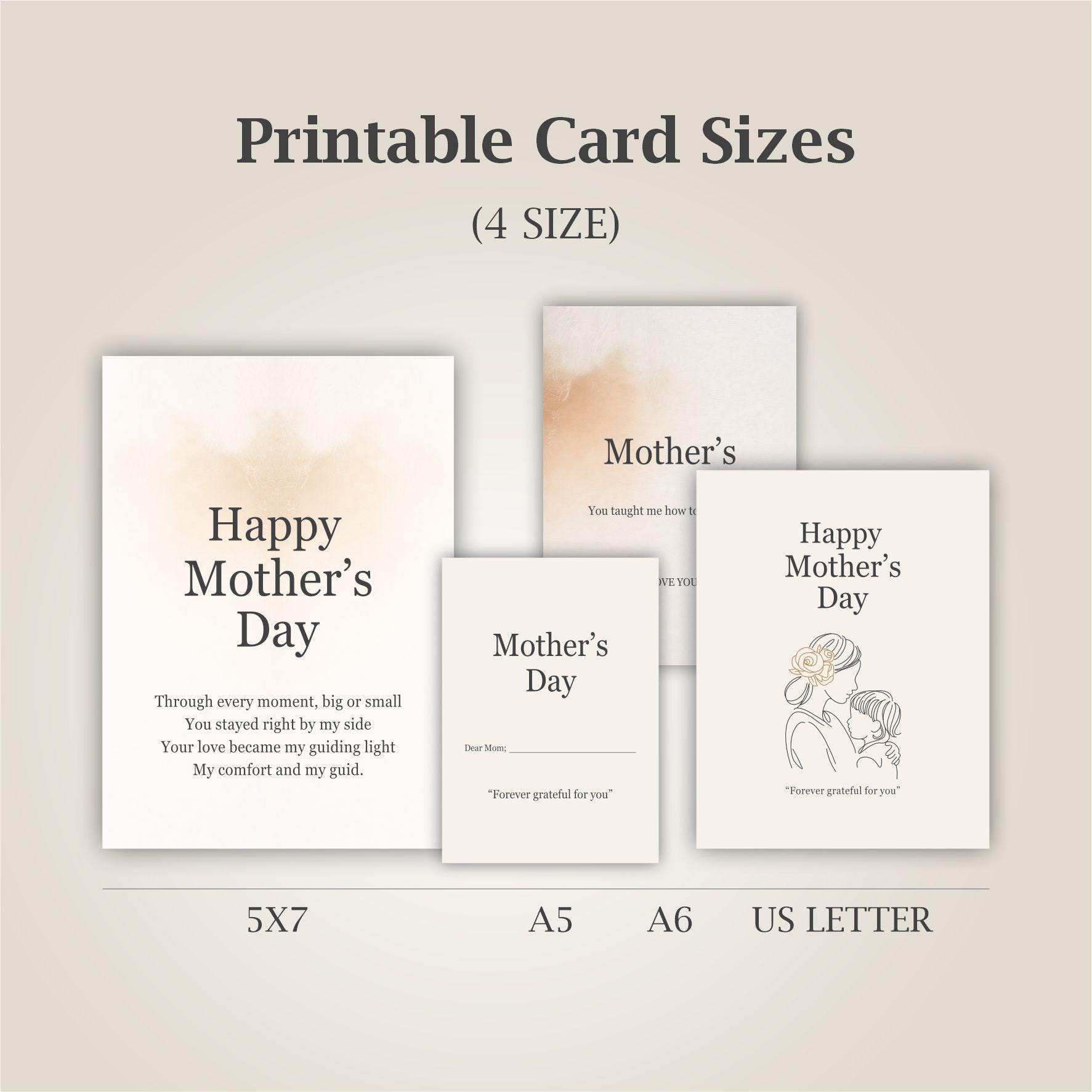 Mother’s Day Card Bundle, 22 Printable Card, Instant Download, 5x7 A5 ...