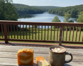 Creamsicle soap with orange essential oil and orange peel