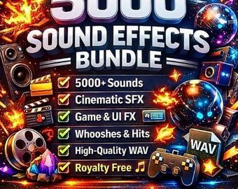 5000 Sound Effects Bundle | Cinematic SFX, Game, UI, Whoosh, Impact Audio Pack