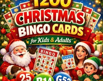 1200 Christmas Bingo Cards, Mega Holidays Printable