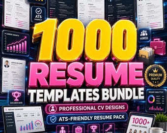 1000 Resume Templates Bundle| Professional CV Designs| ATS-Friendly Resume Pack