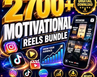 2700+ Motivational Reels Bundle | Instagram Reels | TikTok Content | Canva Templates | Viral Social Media Pack | Digital Download