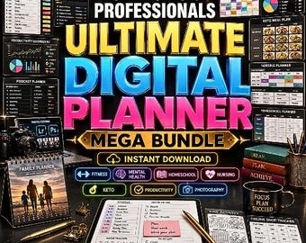 Mega Digital Planner Bundle for Moms, Professionals (Instant Download)