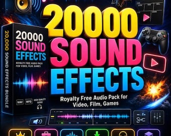 Pacchetto di 20.000 effetti sonori / Pacchetto audio royalty-free per video, film e giochi