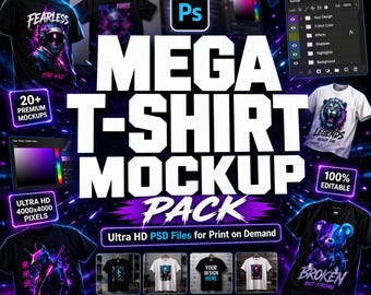 T-Shirt Mockup Mega Pack | Ultimate High-Quality PSD Files for Print on Demand Business