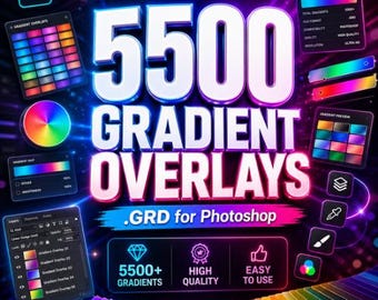 5500 Gradient Overlays for Photoshop | Color Gradient Pack, Photo Effects, Graphic Design Bundle