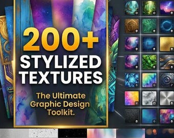 200+ Stylized Textures Bundle | Photoshop Grunge, Paper, Noise Overlays Pack