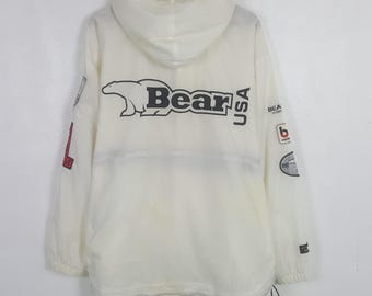 Vintage Bear USA Embroidered Logo Pullover Anorak Windbreaker Jacket