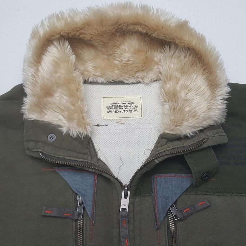 Vintage Avirex militär flygjacka med pälskrage bild 5