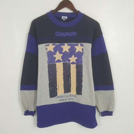 Goldwin, Vintage Goldwin Liberty & Denim Colour Block Sweatshirt