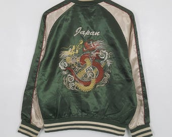 Vintage Traditional Japanese Sukajan Dragon Bombers Jacket