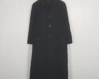 Vintage Ralph Lauren svart lång ulltrenchcoat