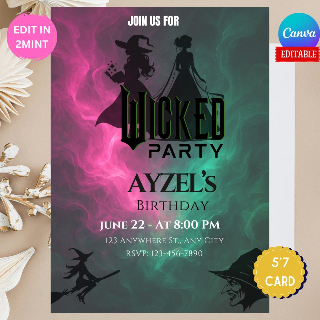 Witch Invite Personalized Wicked Party Invitation | Witch & Wizard Design | Custom ...