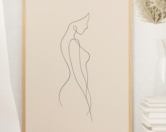 Minimal Single Line Art Female Silhouette, Elegant One Line Woman Illustration