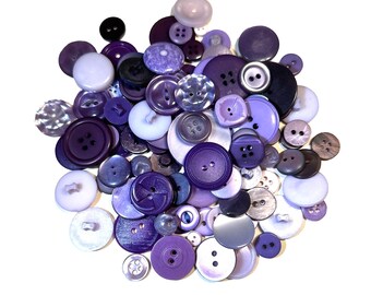 Craft Buttons Multiple Sizes 100 Purple Lavender 7mm to 27mm