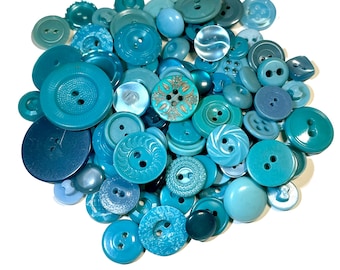 Craft Buttons Multiple Sizes 100 Aqua Blue JB166
