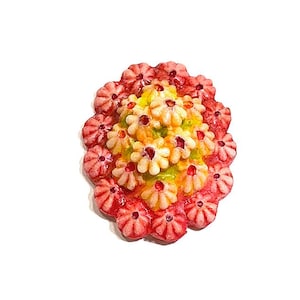 Red Buds Floral Hand Painted Cabochon 30mm JB223