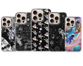 Astronaut Phone Case Cosmic Space Collage Cover for iPhone 17, 16, 15, 14, 13, 12, 11, Samsung S25, S24, A16, A56, Pixel 10 Pro XL, 9A, 8, 7