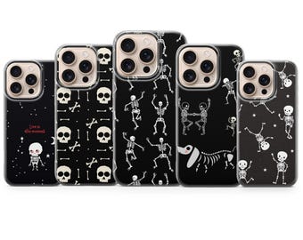 Toile Skeleton Phone Case Gothic Cover for iPhone 17 Pro Max, 16e, 15, 14, 13 & Samsung S25 Ultra, S24 FE, A56, A16, Pixel 10 XL, 9a, 8, 7