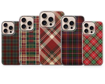 Christmas Plaid Pattern Phone Case, Cover for iPhone 17 Pro Max, 16e, 15, 14, 13 & Samsung S25 Ultra, S24 FE, A56, A16, Pixel 10 XL, 9a, 8,7