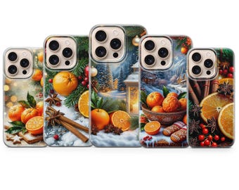 Christmas Spice Phone Case Oranges Pine Cinnamon Cover for iPhone 17 Pro Max,16e,15,14,13 &Samsung,S25 Ultra,S24FE,A56,A16,Pixel 10XL,9a,8,7