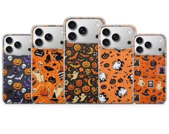 Spooky Halloween Phone Case, Seamless Pumpkin Cover for iPhone 18 Pro Max,17,16,15,Samsung S26 Ultra,S25 FE,A57,A56,Pixel 11,10
